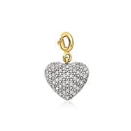 Ross-Simons 0.20 ct. t.w. Diamond Heart Charm in 18kt Gold Over Sterling