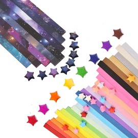 Origami Star Paper Strips, 1080pcs Star Paper Strips with 2 Style, Cezmkio Origami Stars Paper Coloured Paper, Lucky Star Origami Paper for Arts Crafting (Mixed Colours+Constellations)