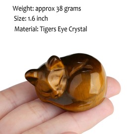 XIANNVXI Sleeping Cat Ornament Gifts for Cat Lovers,Cat Gifts for Women,38mm Tigers Eye Crystal Cat Figurine,Cat Themed Gifts for Women Men,Cute Cat Statue