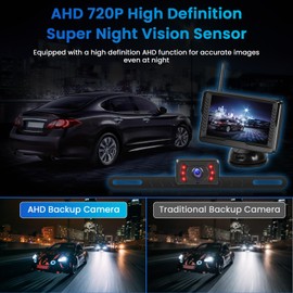 Inefala Rückfahrkamera Kabellos, 5 Zoll (12,7 cm), Wasserdicht IP69K, Nachtsicht, HD, 145 ° Weitwinkel, für Auto, LKW, Nutzfahrzeug, LKW