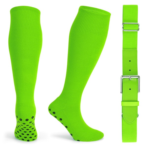 JASGOOD Green Baseball Socks and Belt Combo Set, Softball Socks