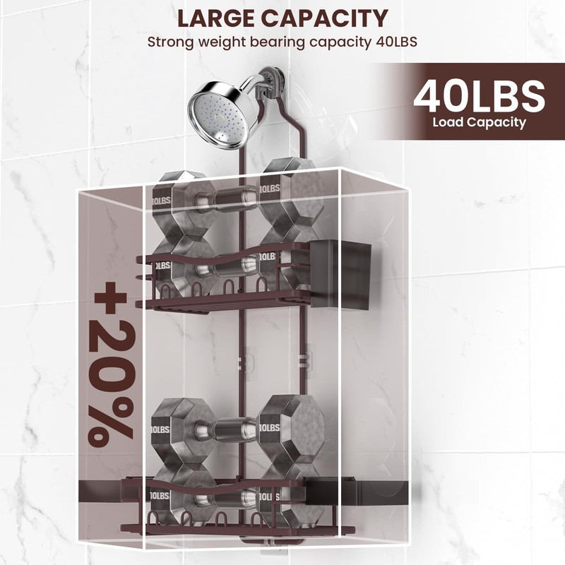 REINHARDT Shower Caddy Hanging, Rustproof Shower Caddy Anti-Swing Shower Organizer