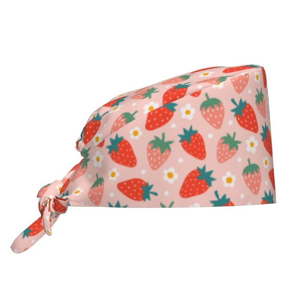 Strawberry and Flowers Cute Pink Unisex Adjustable Surgical Sweatband -
