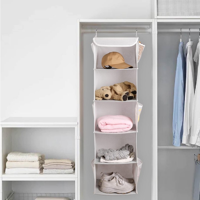 BrilliantJo 5 Shelves Hanging Closet Organizer, 2 Pack Hanging Storage