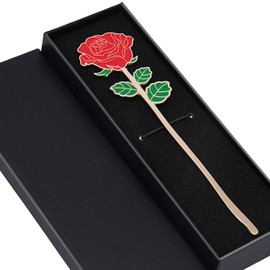SELBATON Metal Red Rose Bookmark Gift, Bookmarks for Women Mother's Day, Girlfriend and Friend Graduation, Teacher's Day, Thanksgiving,Cute Bookmarks Gift, Bookmarks for Book Lovers