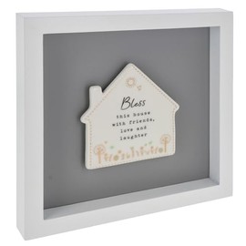 Shudehill Giftware Heartfelt Art Butterfly, Square, House, Angels or Heart Plaque in White Frame Large - Mum, Dad, Grandad, Friends, Family, Home (House Home)
