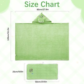 shengo Baby Bath Towel 80 x 120 cm, Children's Hooded Towel with Coral Fleece Towel, Thick and Ultra Soft Bath Towel, Cute Animal Bath Towel, Beach Towel with Hood for Baby Boys Girls (Green)