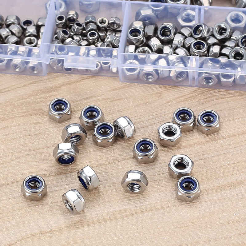 230 Pcs A2-70 Nylon Lock Nuts Assortment Kit, Stainless Steel