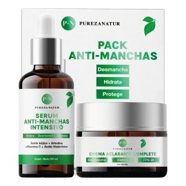 Pack Antimanchas Aclarante Intensivo Antiedad Facial todo Tipo De Piel con serum antimanchas y crema facial complete FPS 30 Pureza Natur