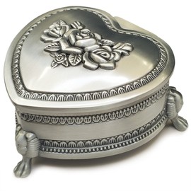 Music Box 18 Valve Embossed Alloy Metal Music Box with Gold Plated Movement (Heart Shape 2, Song: Happy Birthday)