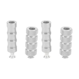 2 Pairs Motorcycle Gear Lever Foot Pegs, CNC Brake Lever Foot Pedal, Silver Non-Slip Knurled Gear Lever Peg, Precise Fit Brake Lever Footrests for M6 6 mm Mounting Screws Motorcycle