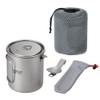 Lixada Lightweight Titanium 3 Pieces Set Titanium 750ml Pot 350ml