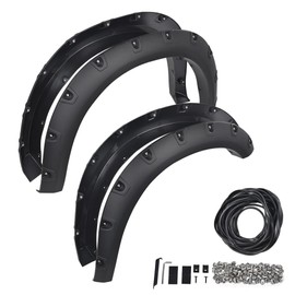 PIT66 Fender Flares Kit with Mounting Instruction and Hardware Compatible with Dodge Ram 1500 2019 2020 2021 2022 Smooth Pocket Riveted 4pcs Wheel Cover
