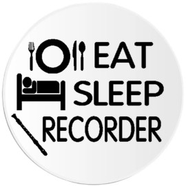 Kiwi Gifts Eat Sleep Recorder - 3 Pack Circle Stickers 3 Inch - Music Musician