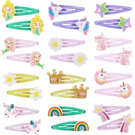 Halinuia 24 Stück 12 Stile Einhorn Haarspangen Mädchen Glitzer Einhorn Haarreif Kinder Spangen Meerjungfrau Haarclips Blumen für Kinder Teenager Babys Geburtstagsfeier Geschenk