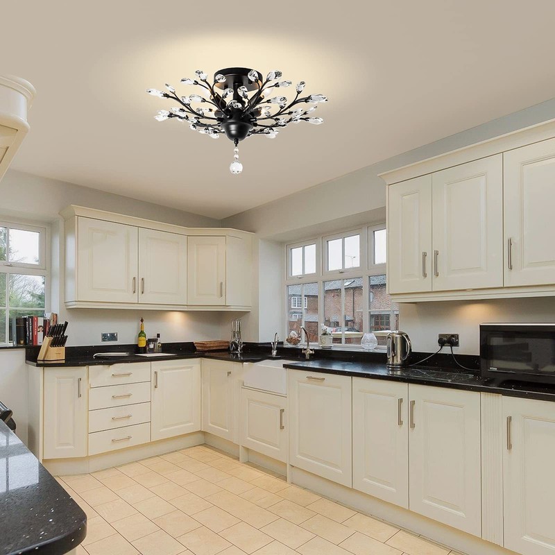 Ganeed Crystal Chandeliers,Vintage K9 Clear LED Ceiling Lighting,Edison Pendant Light