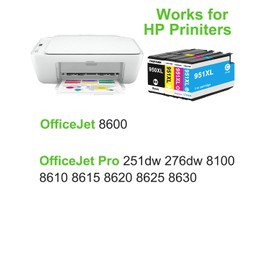 950XL 951XL Ink Cartridges Combo Pack (4-Pack, Black/Cyan Magenta/Yellow) - 950XL 951XL High Yiled Ink Cartridges Replacement for HP OfficeJet Pro 251dw 276dw 8100 8610 8615 Printer