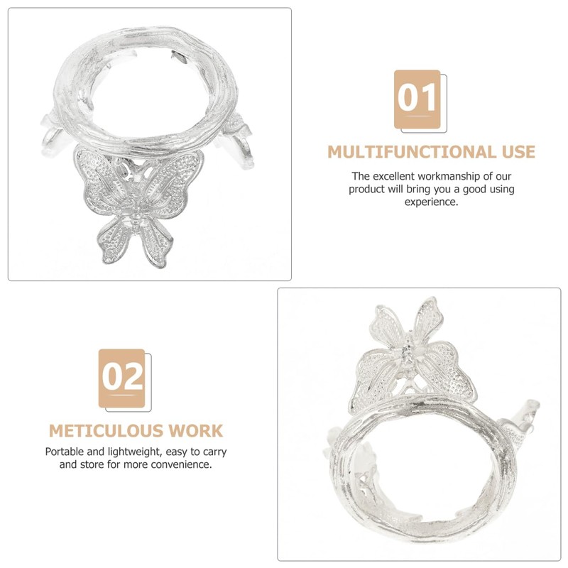 Didiseaon 2 Pcs Crystal Ball Stands, Silver Butterfly Sphere Display
