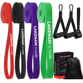 LAKENAM Resistance Bands Set, Exercise Workout Pull Up Assistance Bands with Door Anchor & Handles, Storage Bag, Muscle Training Straps for Fitness, Working Out, Body Stretching, Physical Therapy
