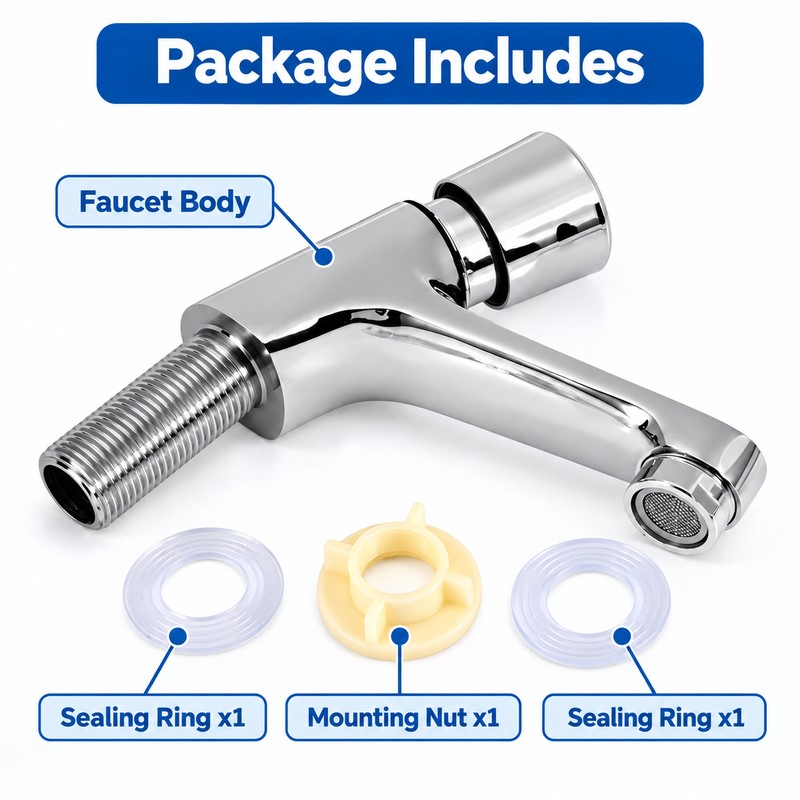 G1/2 BSPP Self-Closing Basin Faucet for 32–35mm Mounting Holes –