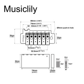 Wilkinson WOV10 52.5mm(2-1/16 inch) 2-Point Tremolo Bridge Individual Saddle for Squier/Mexico Fender Strat Electric Guitar, Chrome