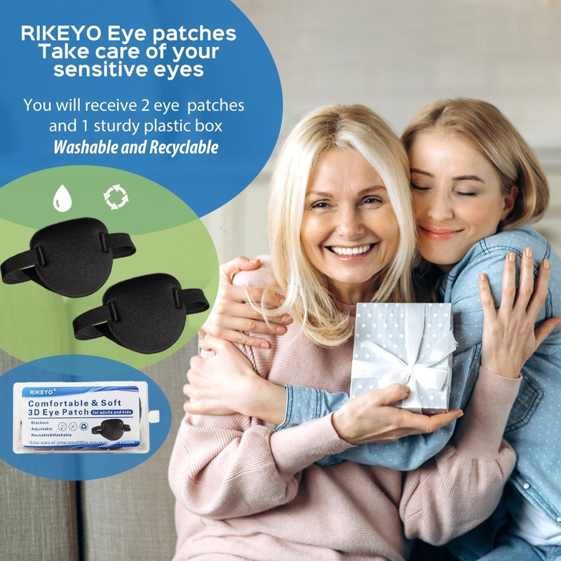 2 Pcs Eye Patches for Adults and Kids,3D Adjustable Eyepatch