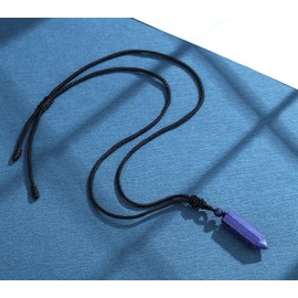 XIANNVXI Lapis Lazuli Necklace Natural Healing Crystal Necklace for Men Women Hexagonal Point Gemstone Pendant Reiki Adjustable Rope Men's Necklace Jewellery