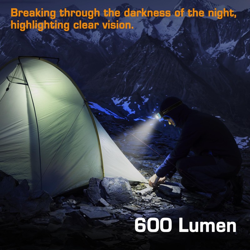EverBrite 600 Lumen Headlamp, Rechargeable Headlight with 4 Modes, Super