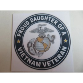 MARINE CORPS "PROUD DAUGHTER OF A VIETNAM VETERAN" 2 1/2 x 2 1/2 SIZE MAGNET