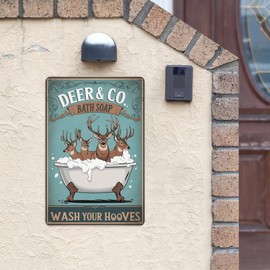 Forest Bath Tin Sign 8X12IN Rustic Metal Wall Art for Cabin Bathroom, Hunting Lodge & Nature Lover Decor