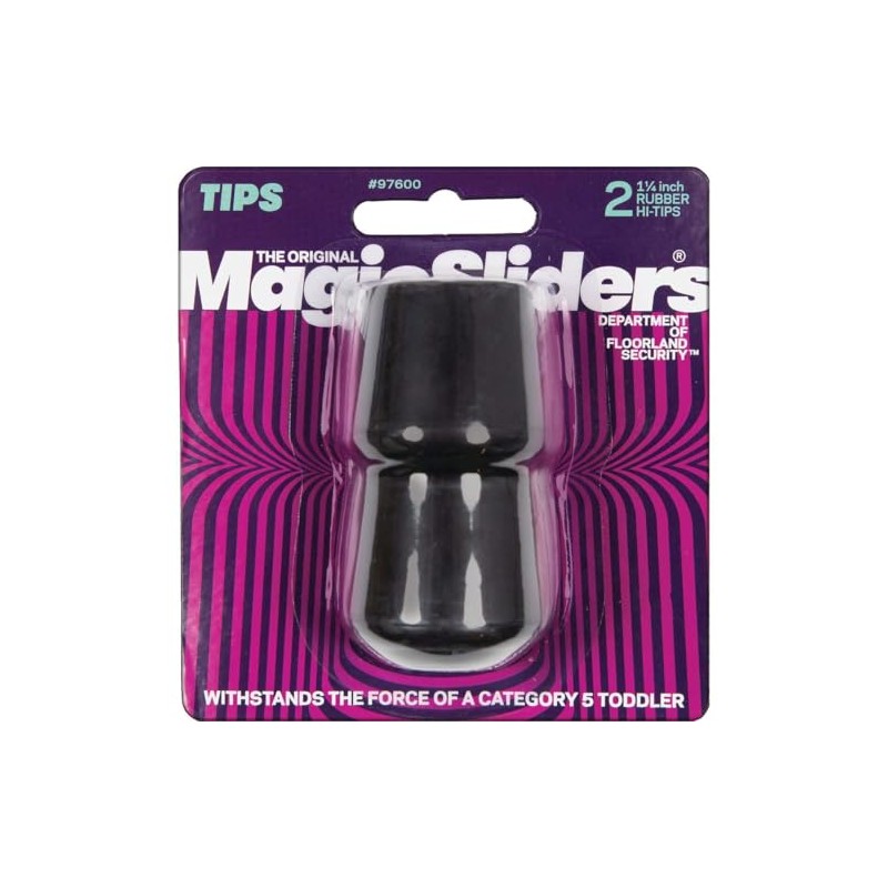 Magic Sliders Rubber Leg Tip Black Round 1-1/4 in. W