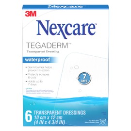 Nexcare™ Tegaderm™ Transparent Dressing H1626-06-CA, Waterproof, 4 in x 4 3/4 in (10 cm x 12 cm), 6/Pack
