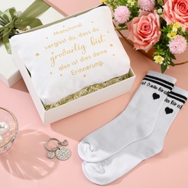 Xuniea 3-Piece Leaving Gift for Colleague Thank You Gifts Set Inspirational Cosmetic Bag Keyring Colleagues Thank You for All Socks Gift for Leaving Retirement Job Change