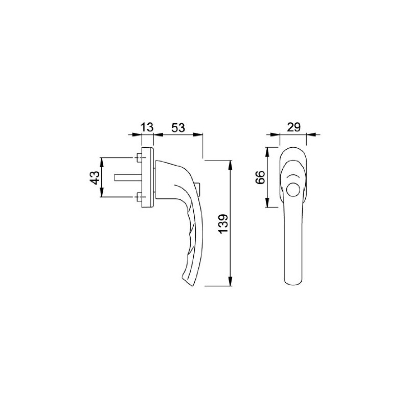 HOPPE Tôkyô F9016/NAW/7/032/90-1747501 Aluminium Turn / Tilt Window Handle with