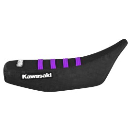 Enjoy MFG 1982-2002 KAWASAKI KX 60 seat cover    all BLACK w/ PURPLE ribs #115 LOGO