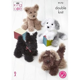 King Cole Toy Knitting Pattern Double Knit Dogs (9172)
