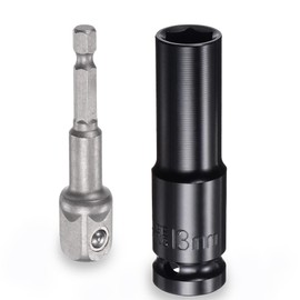 LEPEVNEY 1/2" Drive Socket Accessory Set 13mm Deep 6-Point Impact Socker 3" Length and 1/4" Hex Shank Adapter Socker Accesory Set 13mm x 3"L