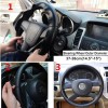 CHUSYYRAY DIY Black Genuine Leather Car Steering Wheel Cover for
