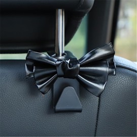 LIFOPY 2pcs Car Purse Hook For Car Hooks For Purses And Bags, Cute Bow Car Seat Headrest Hook For Car Purse Hook Hanger. (black-2pcs)