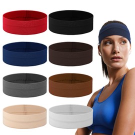 Newofview Pack of 8 Women's Sports Headband Elastic Hair Bands Summer Non-Slip Headbands Hair Band Hair Accessories for Sports Jogging Yoga Fitness Gym Workout