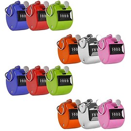 HUOMAQFAN 12Pcs Hand Tally Counter, 4 Digit Mechanical Palm Click Counter Assorted Color Hand Held Count Clicker for Sport/Coach/Casino/Event/School/Training activities