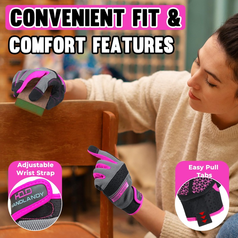 HLDD HANDLANDY Womens Safety Work Gloves - Touch Screen Mechanic