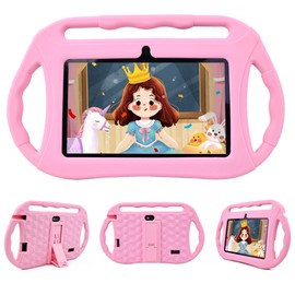 Veidoo Kids Tablet, 7 inch Android Tablet, 2GB+32GB, WiFi, IPS Screen, Children Tablet with Parental Control, Games, Learning Educational Tablet for Toddlers (Pink)