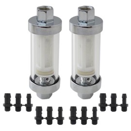 2025 Updated Universal 1/4" 5/16" 3/8" Chrome Glass Inline Fuel Filter Kit for Cars Boats Motorcycles Tractors,Pack of 2