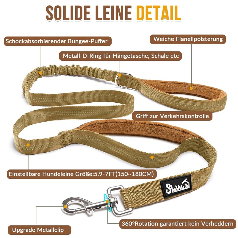 SlowTon Dog Harness Medium Large Dogs with 1.55-1.7 m Lead,