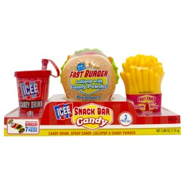 Koko's Confectionery & Novelty Icee Candy Snack Bar Candy 3 Piece Set – Includes Icee Lollipop and Candy Powder, Icee Spray Candy, and Icee Gel Candy