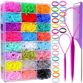 Elastic Hair Bands 24 Colors, YGDZ 1500 pcs Mini Hair Rubber Bands for Hair with Organizer Box, Soft Small Girl Hair Ties, Colorful Hair Accessories for Toddler, Baby, Girl, Kids, for Christmas Gifts