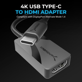 SABRENT 4K USB Type-C to HDMI Adapter - Plug-and-Play, 4K@60Hz, HDR10/Dolby Vision Support, Compatible with Laptops, Tablets, Smartphones, and Gaming Devices - Portable Aluminum Design (DA-CH4K)