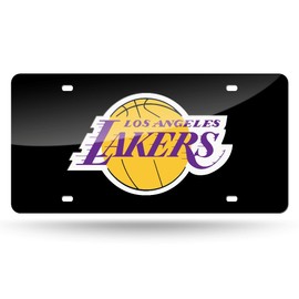 Rico Los Angeles Lakers Black Mirror Look Acrylic License Plate Laser Tag