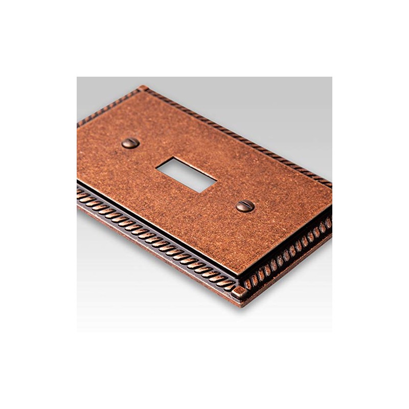 Amerelle Georgian Single Duplex Cast Metal Wallplate in Tumbled Aged